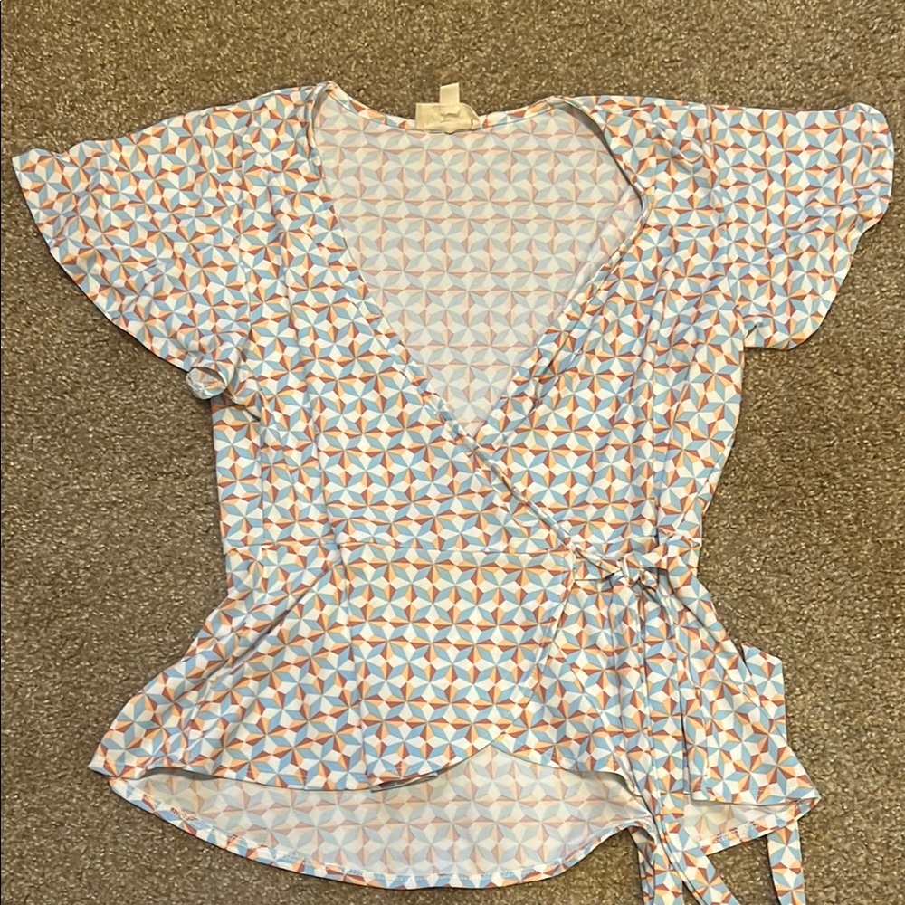 NWOT Meraki Geometric Print Wrap‎ Top Large